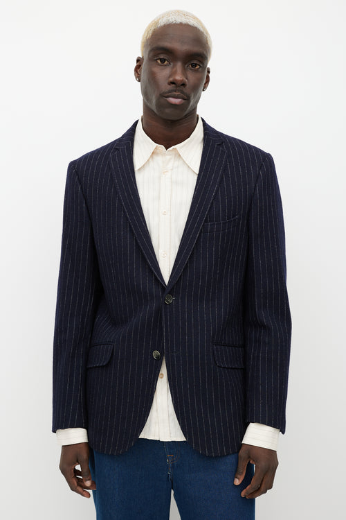 Etro Blue & White Pinstripe Blazer