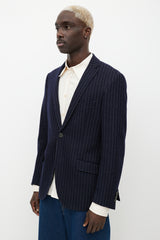 Etro Blue & White Pinstripe Blazer