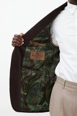 Etro Brown & Black Velour Houndstooth Blazer