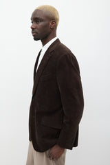 Etro Brown & Black Velour Houndstooth Blazer