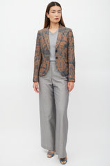 Etro Brown & Blue Padded Jacquard Blazer