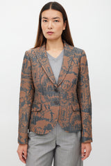 Etro Brown & Blue Padded Jacquard Blazer