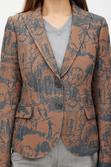 Etro Brown & Blue Padded Jacquard Blazer