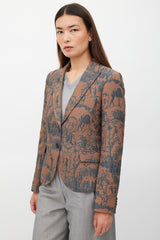 Etro Brown & Blue Padded Jacquard Blazer