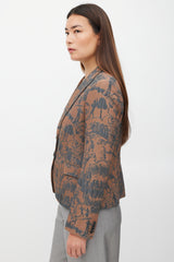 Etro Brown & Blue Padded Jacquard Blazer