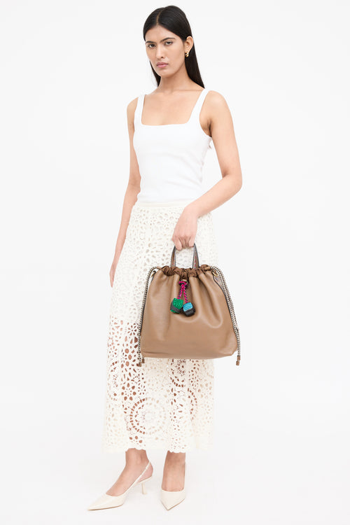 Etro Brown Leather Dice Tassle Bag