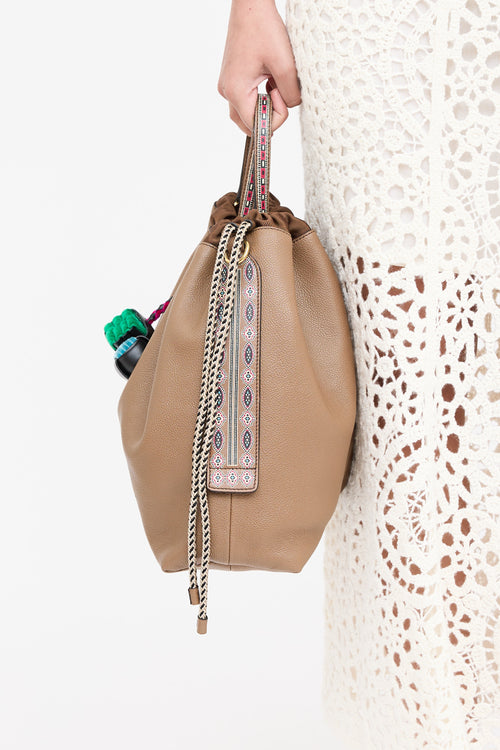 Etro Brown Leather Dice Tassle Bag