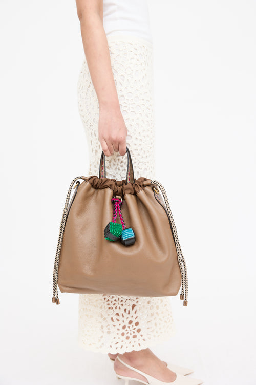 Etro Brown Leather Dice Tassle Bag