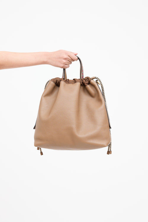 Etro Brown Leather Dice Tassle Bag