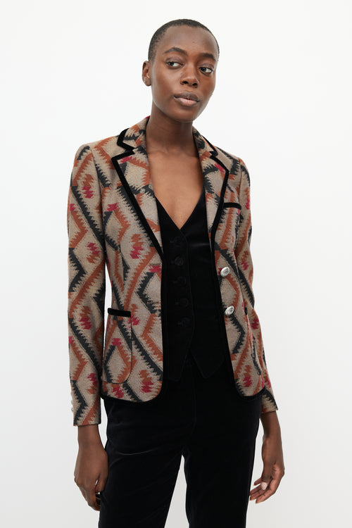 Etro Brown & Multi Geometric Blazer