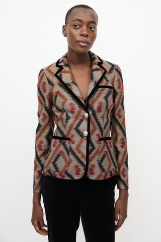 Etro Brown & Multi Geometric Blazer