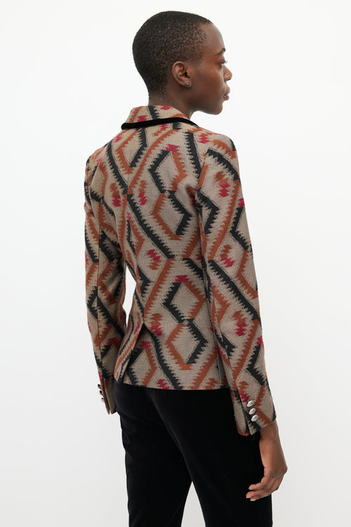Etro Brown & Multi Geometric Blazer