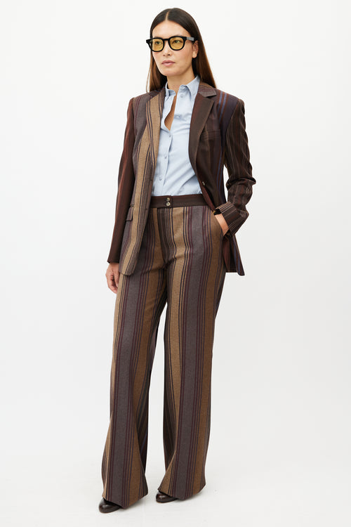 Etro Brown & Multicolour Striped Two Piece Suit