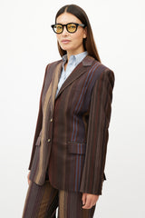 Etro Brown & Multicolour Striped Two Piece Suit