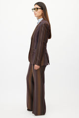 Etro Brown & Multicolour Striped Two Piece Suit