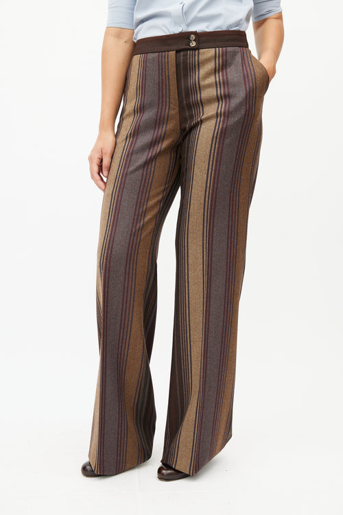 Etro Brown & Multicolour Striped Two Piece Suit
