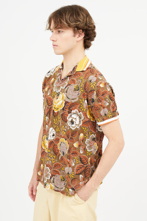 Etro Brown Floral Polo Shirt
