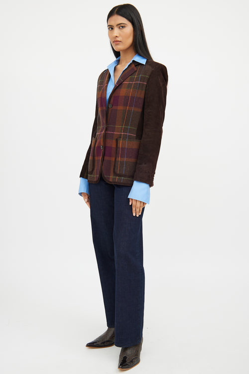 Etro Brown Multi Colour Wool Blend Blazer