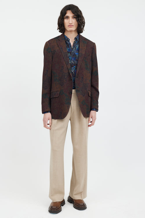 Etro Burgundy & Brown Damask Blazer