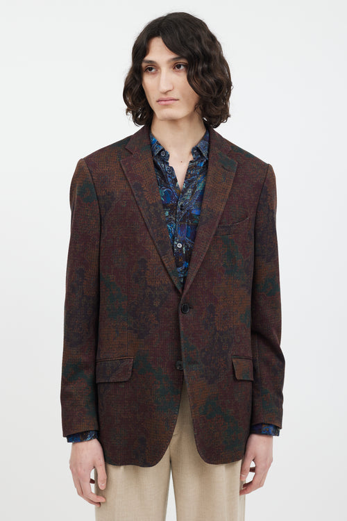 Etro Burgundy & Brown Damask Blazer