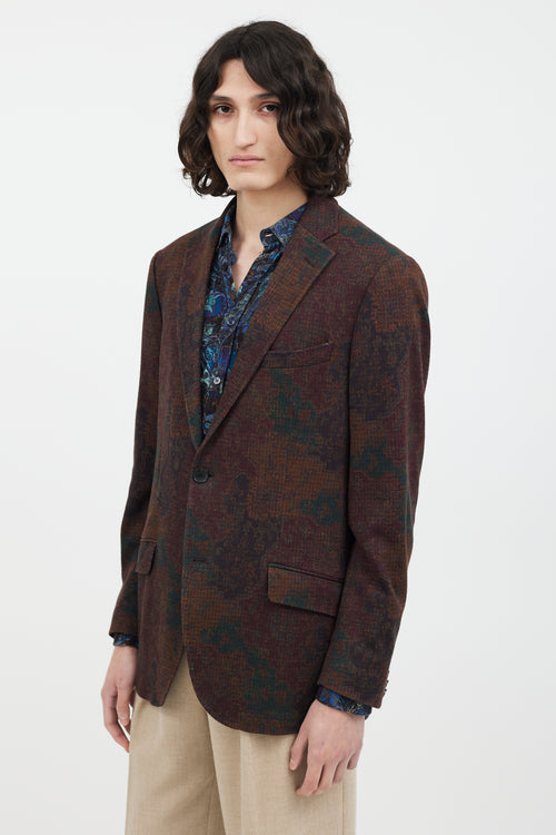 Etro Burgundy & Brown Damask Blazer