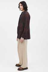 Etro Burgundy & Brown Damask Blazer