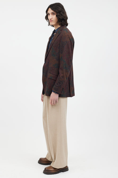 Etro Burgundy & Brown Damask Blazer