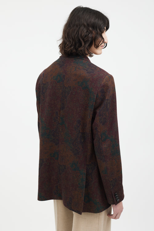 Etro Burgundy & Brown Damask Blazer
