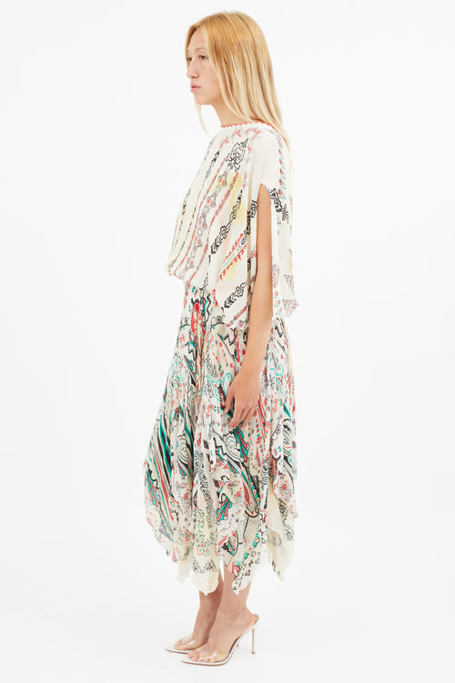Etro Spring 2015 Cream & Multi Silk Print Dress