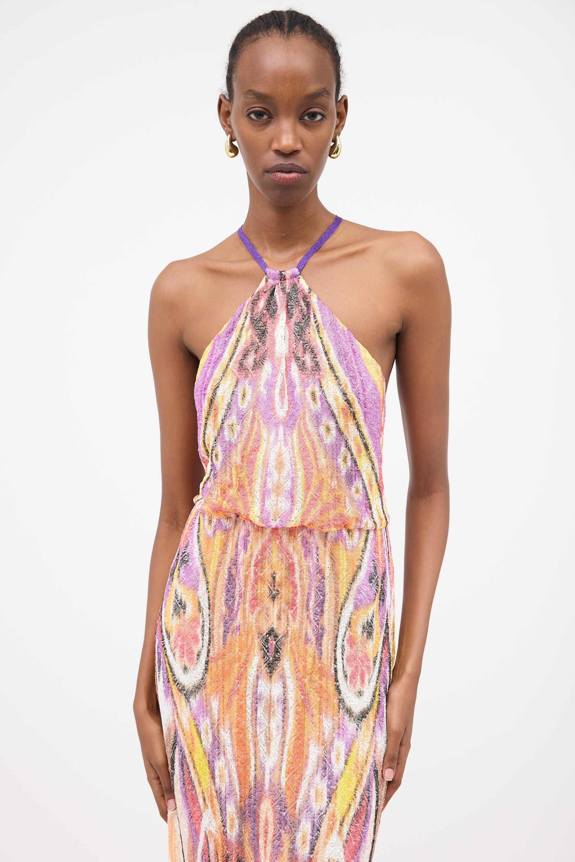 etro halter dress Etro Cutout Printed Silk Halter Gown