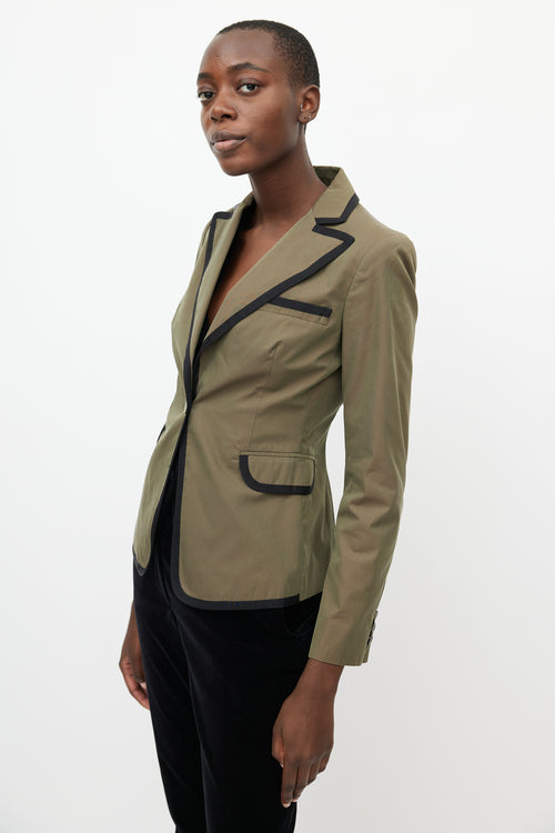 Etro Green & Black Trim Blazer