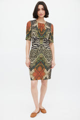 Etro Green & Multicolour Mixed Printed Midi Dress