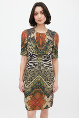 Etro Green & Multicolour Mixed Printed Midi Dress