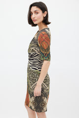 Etro Green & Multicolour Mixed Printed Midi Dress