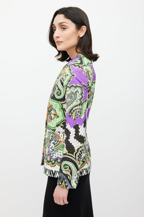 Etro Green & Multicolour Paisley Blazer