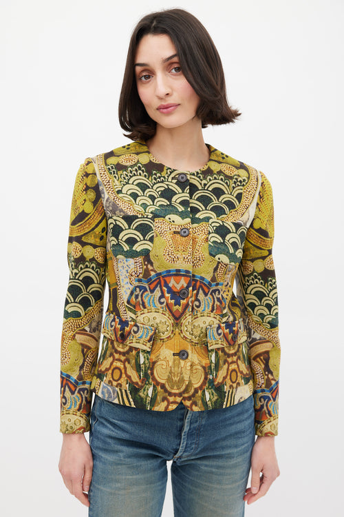 Etro Green & Multicolour Wool Printed Jacket
