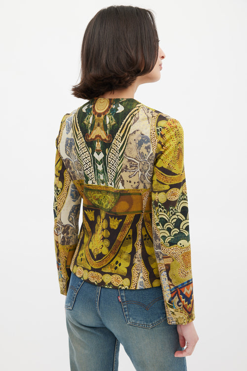 Etro Green & Multicolour Wool Printed Jacket