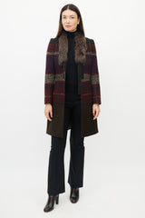 Etro Green & Multicolour Wool Striped Coat