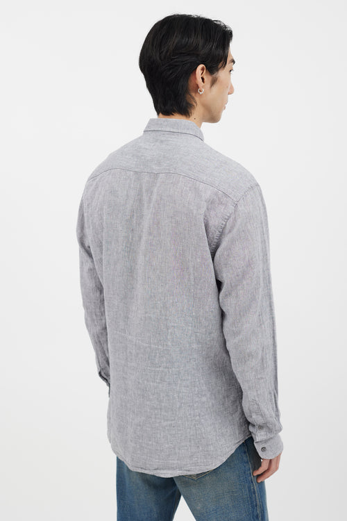 Etro Grey Chambray Long Sleeve Shirt