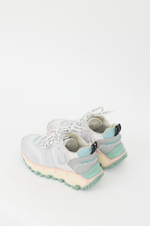 Etro Grey & Multi Suede Earthbeat Sneaker
