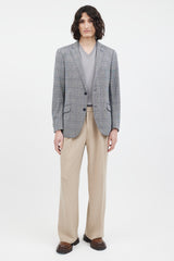 Etro Grey & Navy Checked Blazer