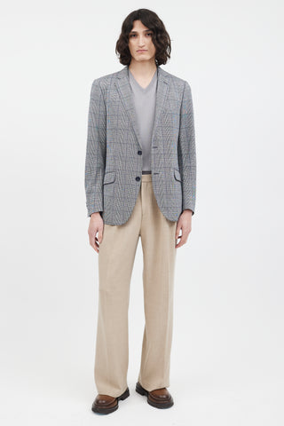 Etro Grey & Navy Checked Blazer