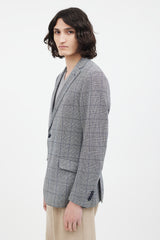 Etro Grey & Navy Checked Blazer