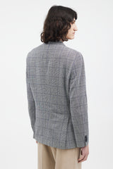 Etro Grey & Navy Checked Blazer