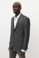 Etro Grey Textured Wool & Paisley Blazer