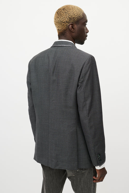 Etro Grey Textured Wool & Paisley Blazer