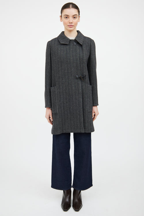 Etro Grey & Black Wool Tweed Coat