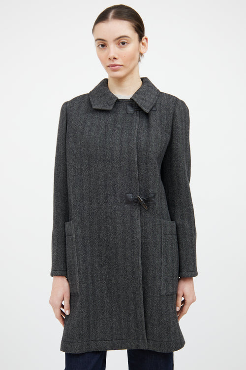 Etro Grey & Black Wool Tweed Coat