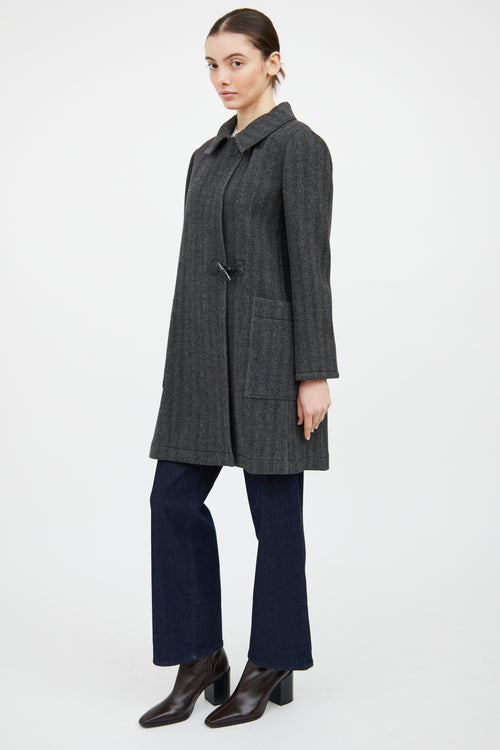 Etro Grey & Black Wool Tweed Coat