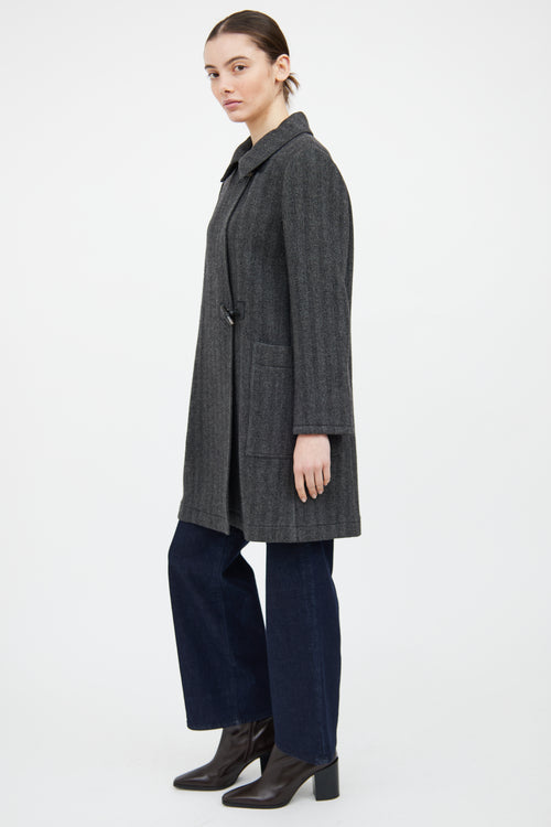 Etro Grey & Black Wool Tweed Coat